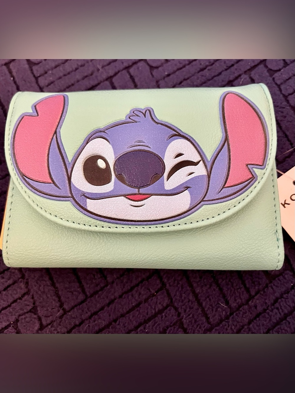 Disney Stitch Mint Wallet with Pink Tag Accent - Picture 2 of 4